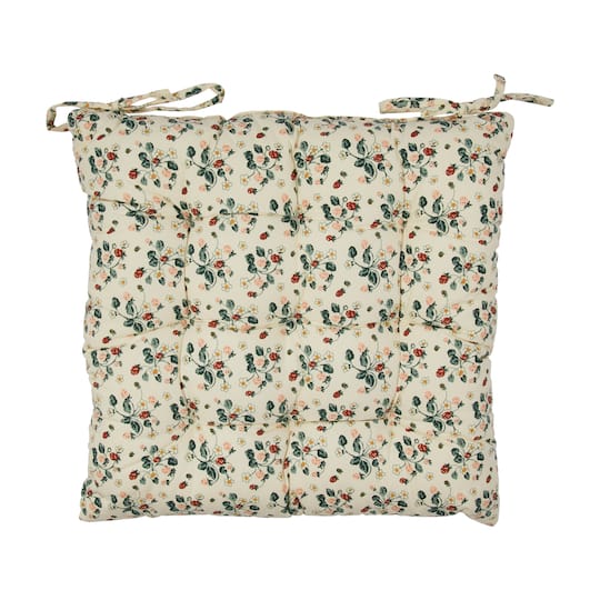 Hello Honey® Strawberry Floral Pattern Cotton Printed Chair Cushion